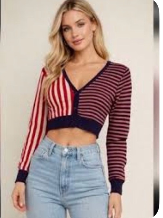 wild fable Tops - Wild Fable Red and Navy Striped Cardigan